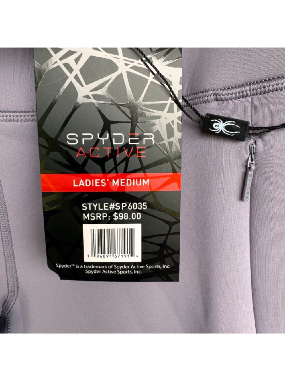 Spyder Ladies Active Fleece Leggings Medium Purple High Waist SP6035 Zip Pockets - Picture 3 of 16